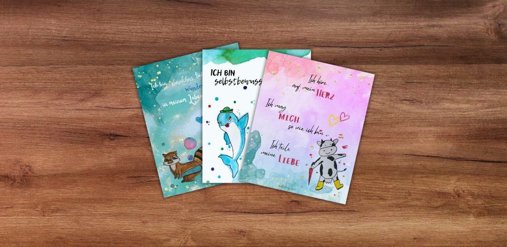 Bunte Achtsamkeitskarten, einlaminiert, für die Brotbox, zur Stärkung emotionaler Intelligenz von Kindern