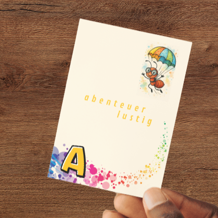 Quartettkarte eines Achtsamkeitsspiels mit positiven Affirmationen für Kinder