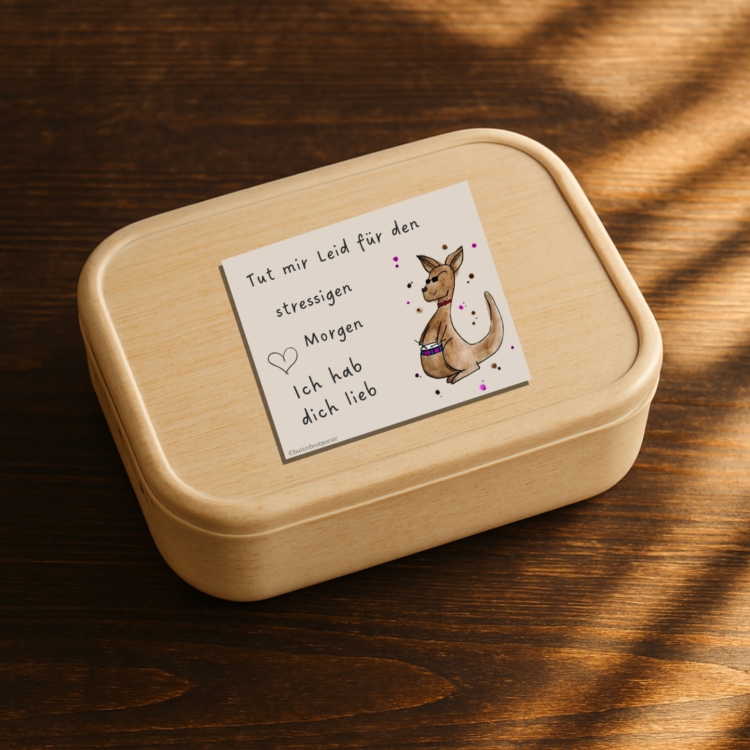 Brotbox mit Lunchboxkarte und Nachricht zum beschriften