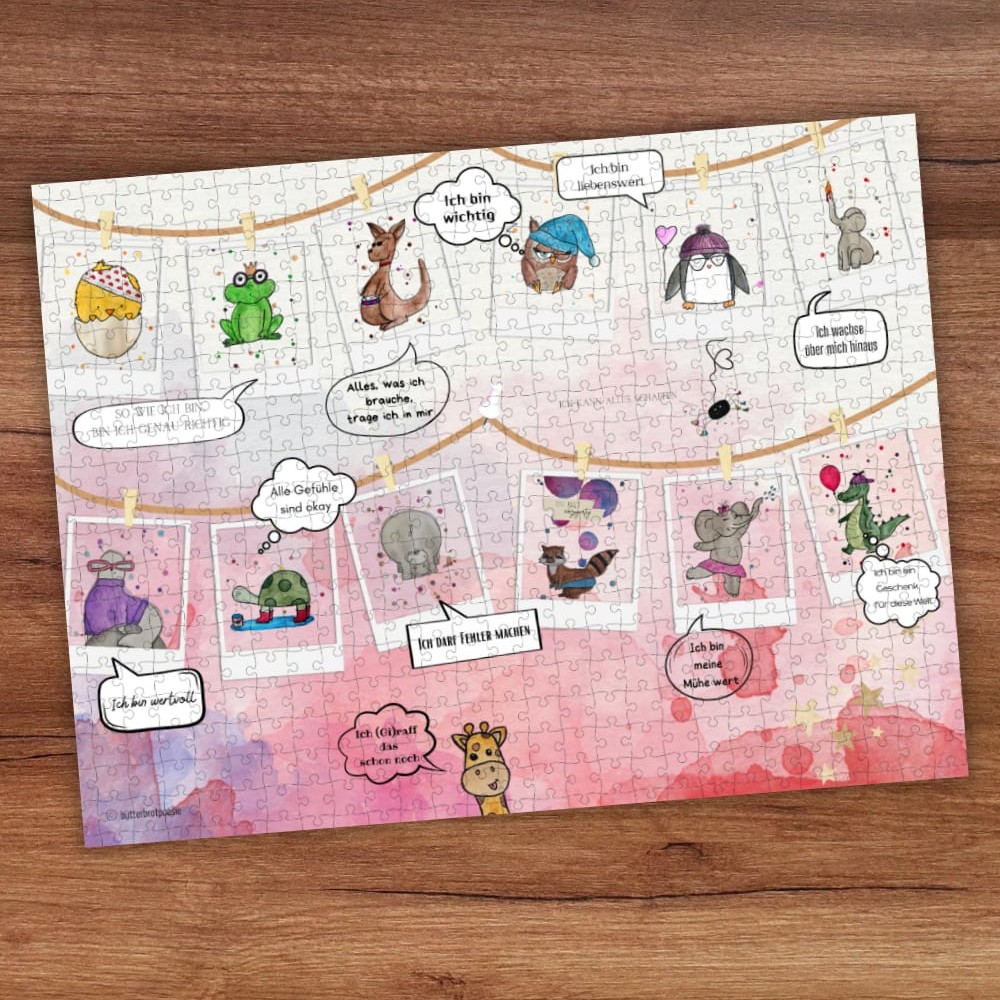 Puzzle mit positiven Affirmationen zur emotionalen Stärkung von Kindern